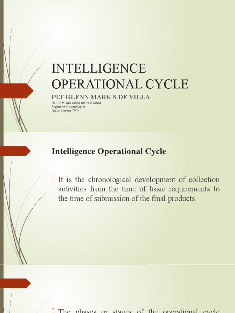 Intelligence Operational Cycle | PDF | Military Intelligence | Recruitment
