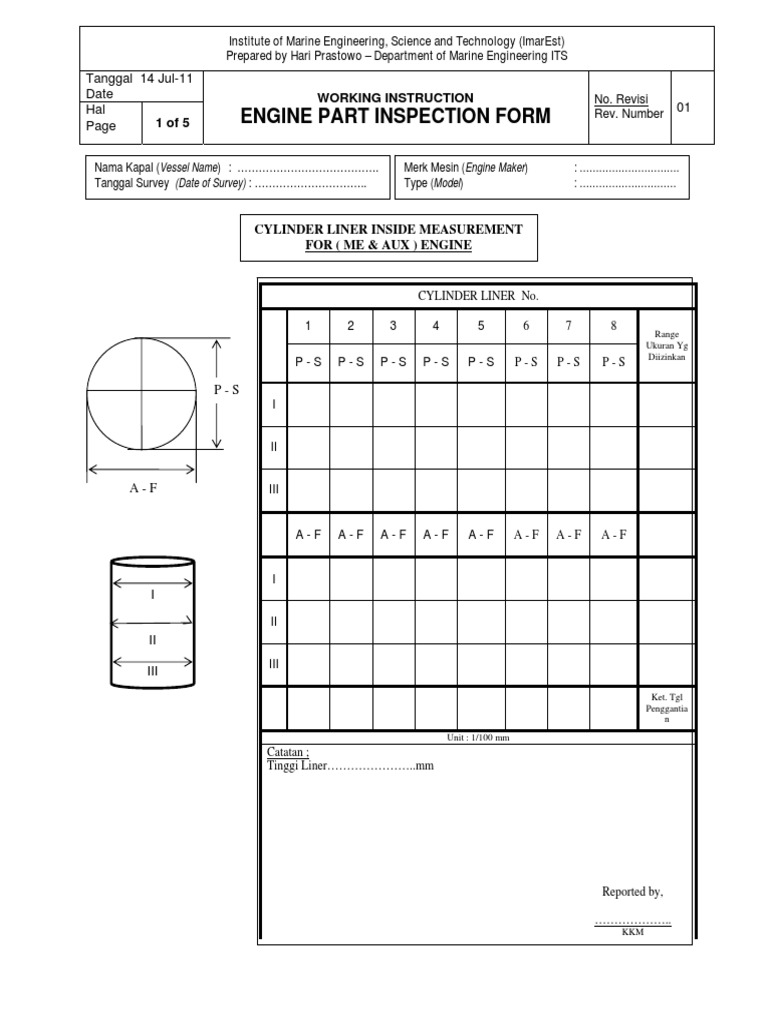Cylinder Liner Inside Measurement, Gap & Groove Piston Ring Measurement