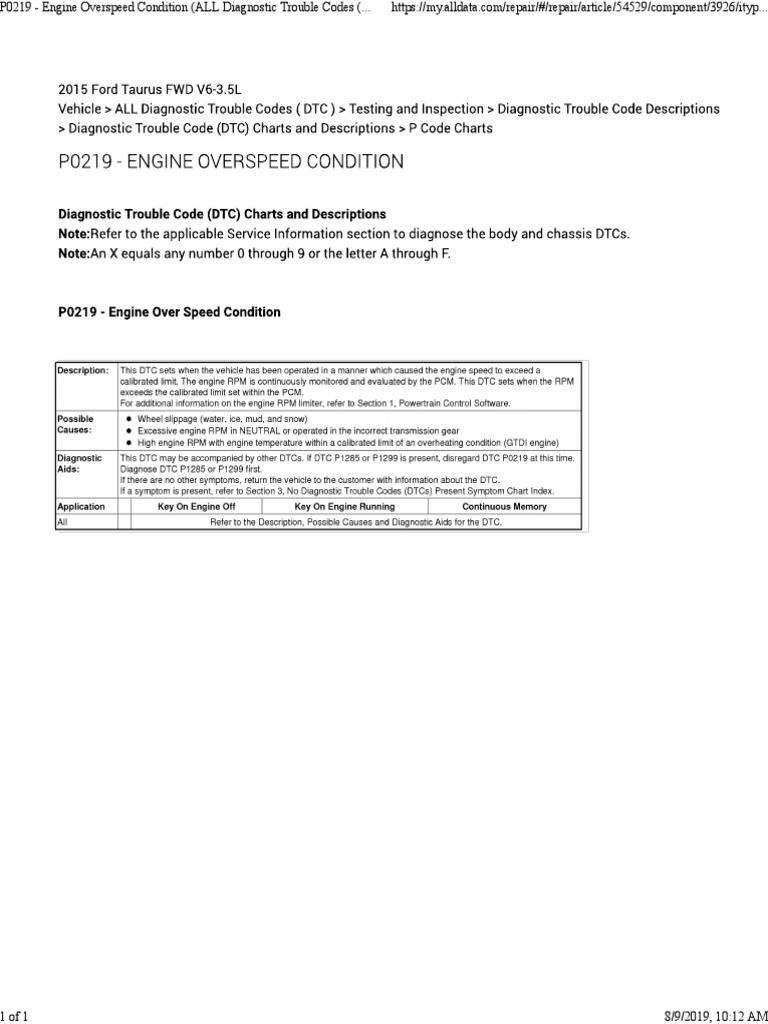 P0219 Engine Overspeed DTC Guide | PDF | Computers | Technology ...