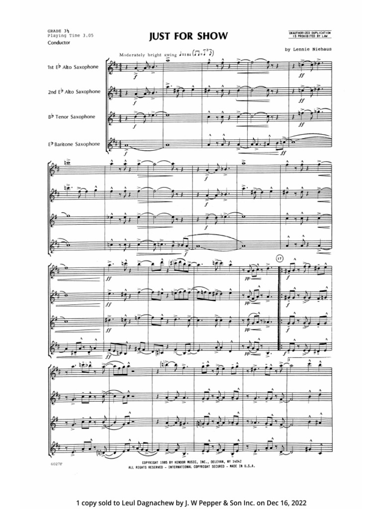 Just For Show Full Score PDF