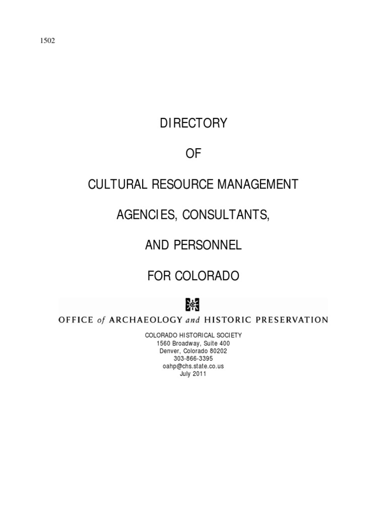 Colorado Cultural Resource Directory | PDF | Social Science