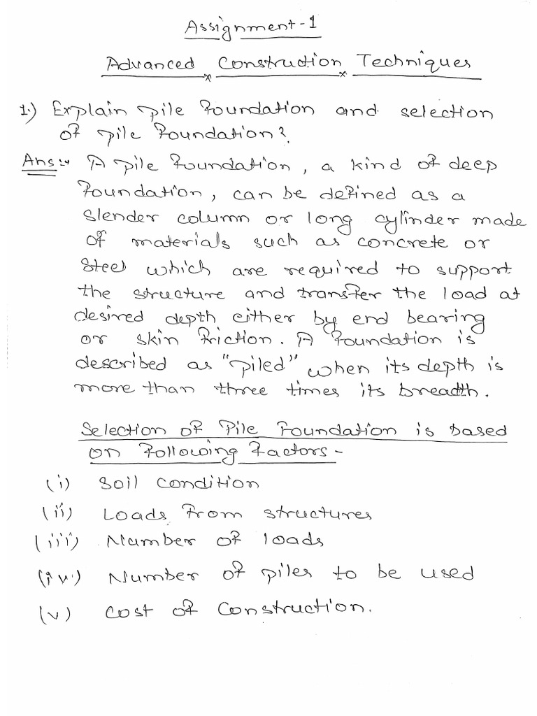 Advanced Construction Techniques (Assignment 1) PDF