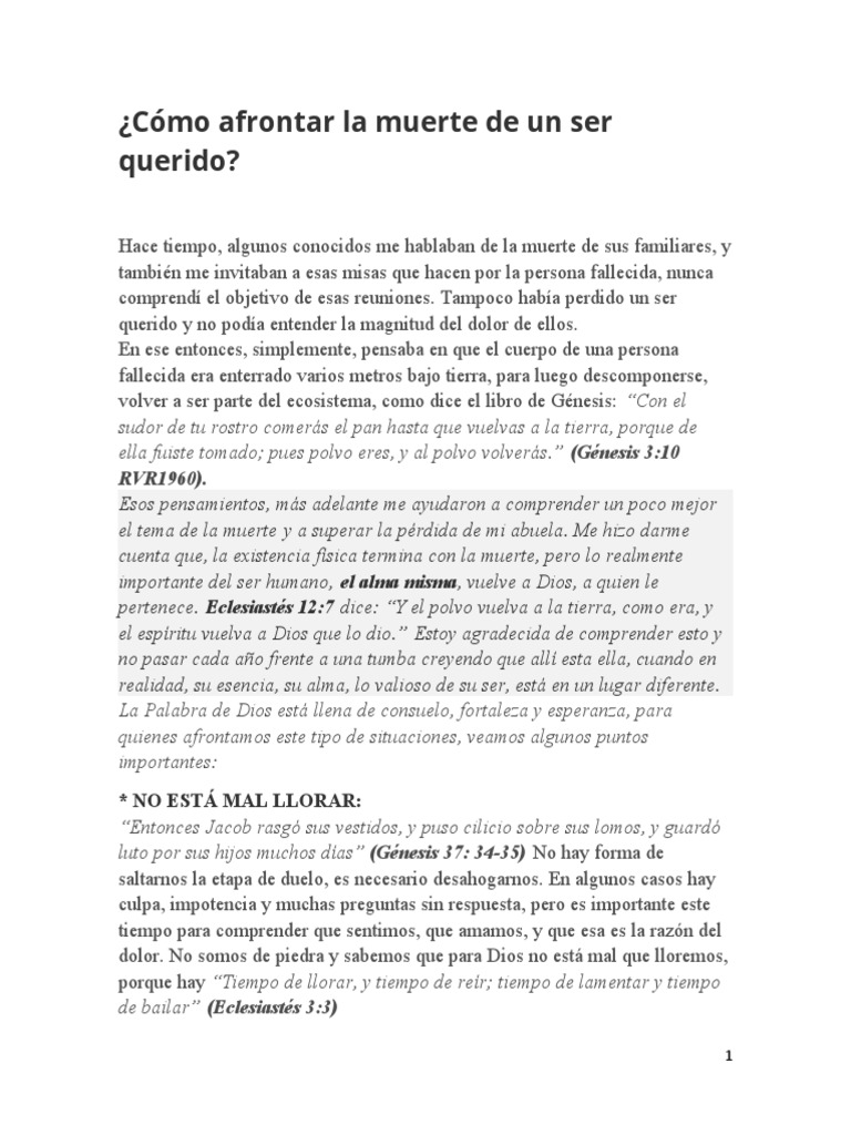 Afrontar la muerte de un ser querido | PDF | Muerte | Jesús