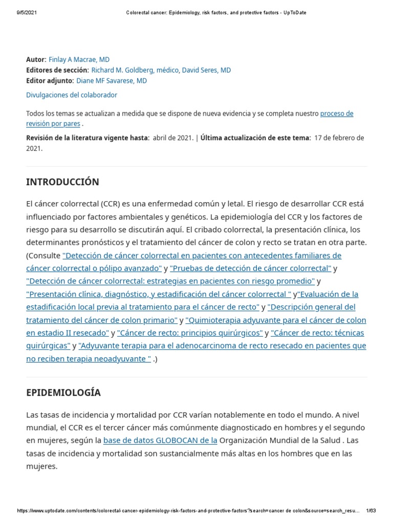 Colorectal Cancer - Epidemiology, Risk Factors, and Protective Factors ...
