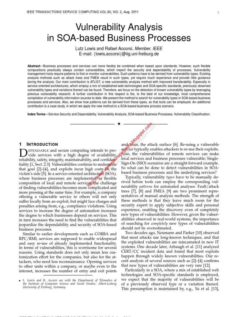 SOA Vulnerability Analysis Method ATLIST | PDF | Vulnerability ...