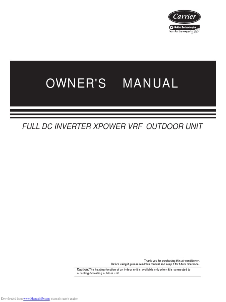 XPower VRF Outdoor Unit Manual | PDF | Air Conditioning | Fires