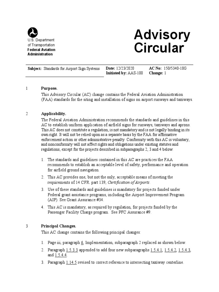 Standards for airport sign systems updated guidance for runway