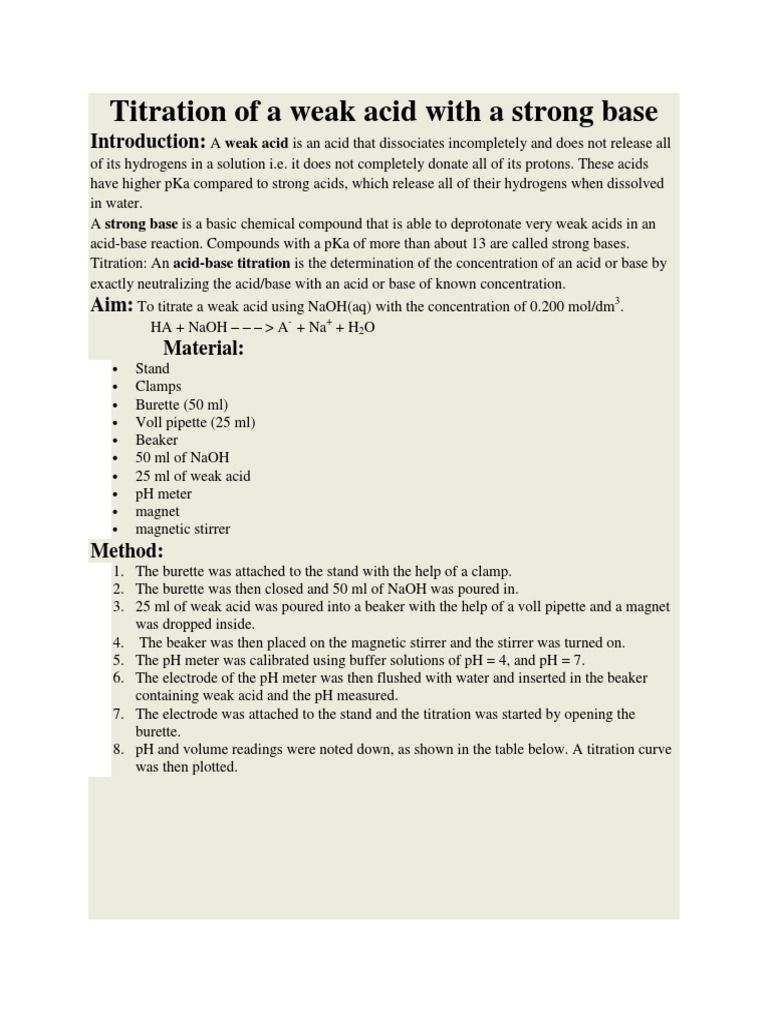 Conductometric Titration of Weak Acid | PDF | Ph | Chemistry