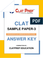 CLAT Sample Paper 3 ANSWER KEYCompiled by ClatPrep Education