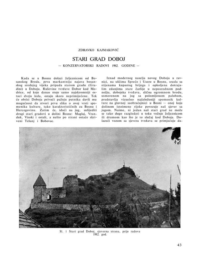 Sl. 1 Stari Grad Doboj, Sjeverna Strana, Prije Radova 1982. God | PDF