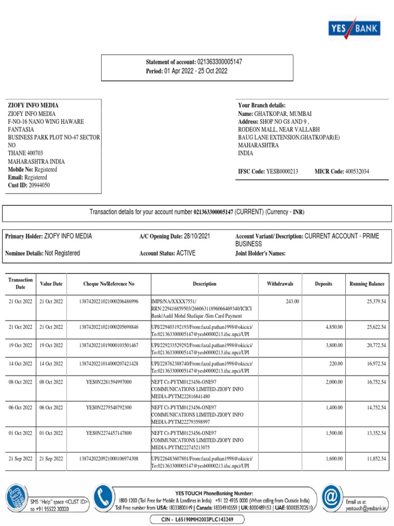 UPI Transaction Summary for Ziofy Media | PDF | Transaction Account | Banks
