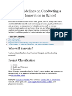 DepEd Guidelines On Conducting A Project For Innovation in School