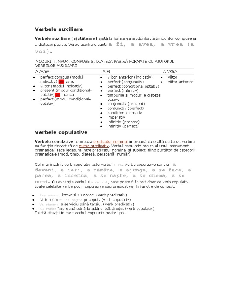 Verbele Auxiliare | PDF