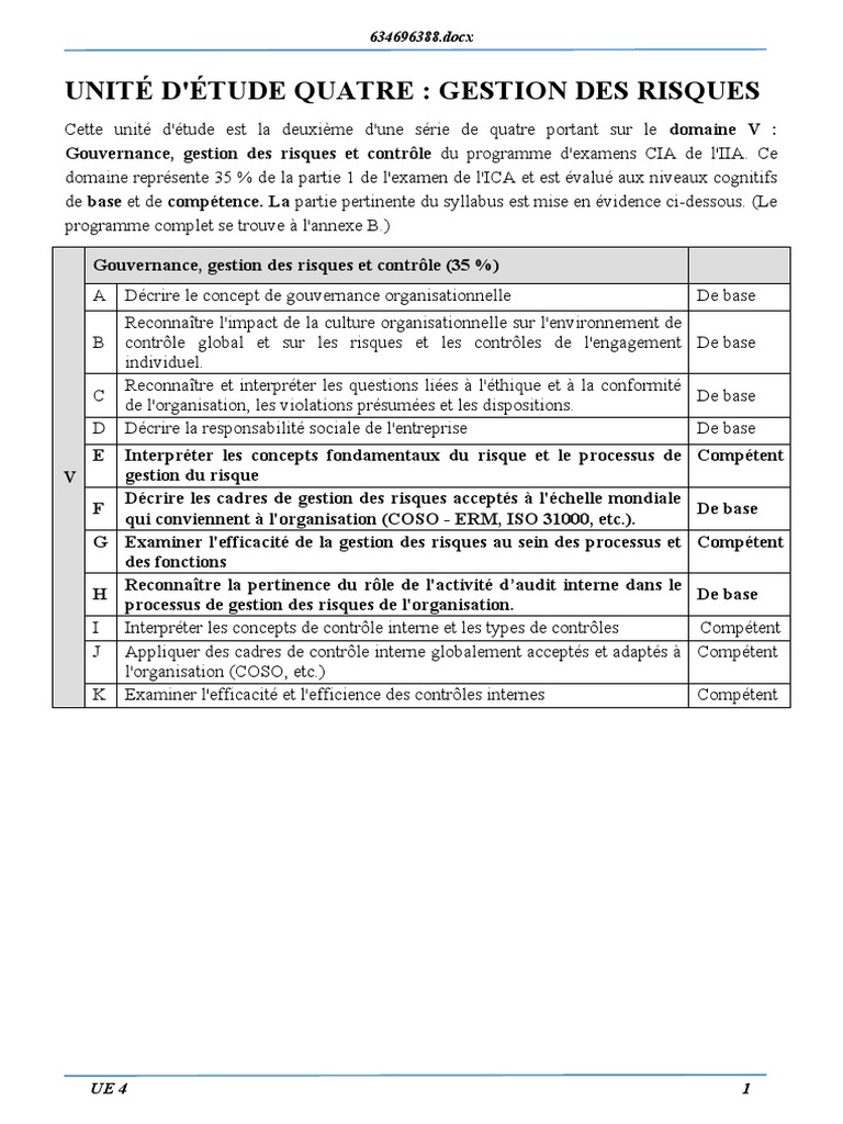 Gestion des Risques en Audit Interne | PDF | Audit | Gestion des risques