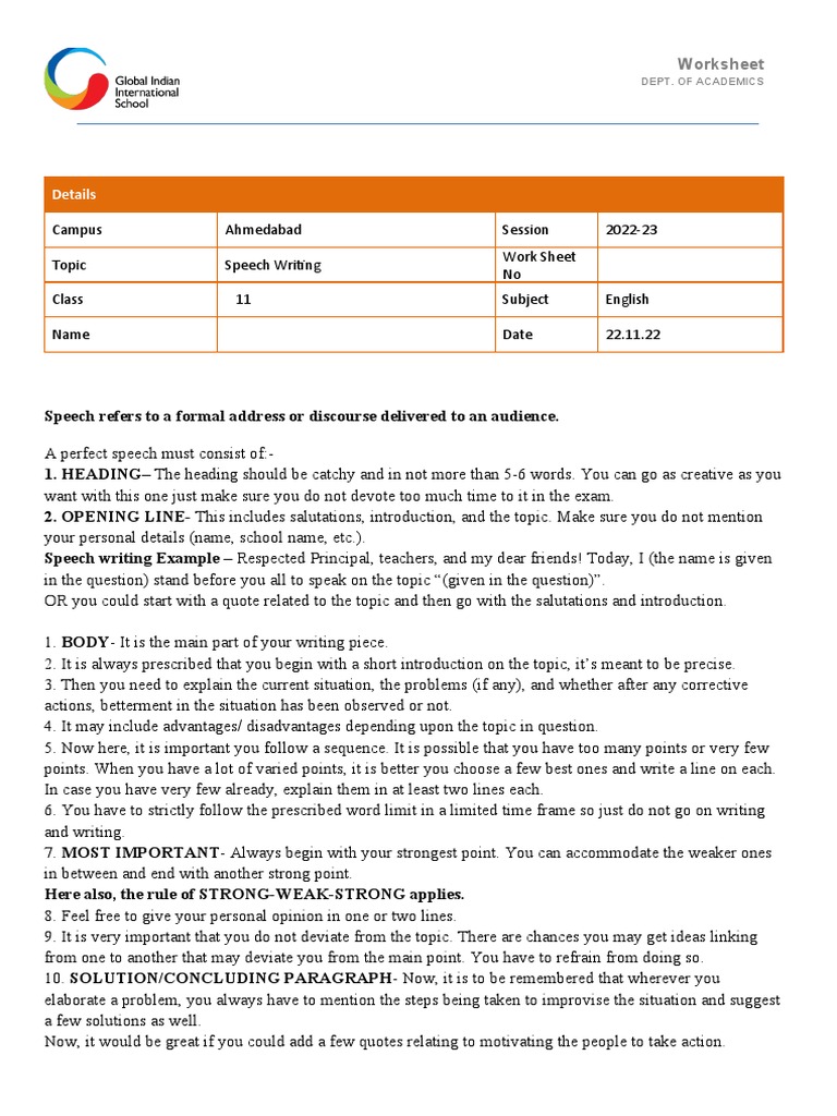 Grade 11 Speech Writing Guide | PDF | Foods | Yoga