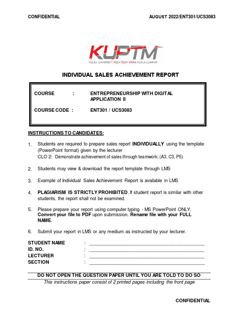 Individual sales achievement report an analysis of an entrepreneur s