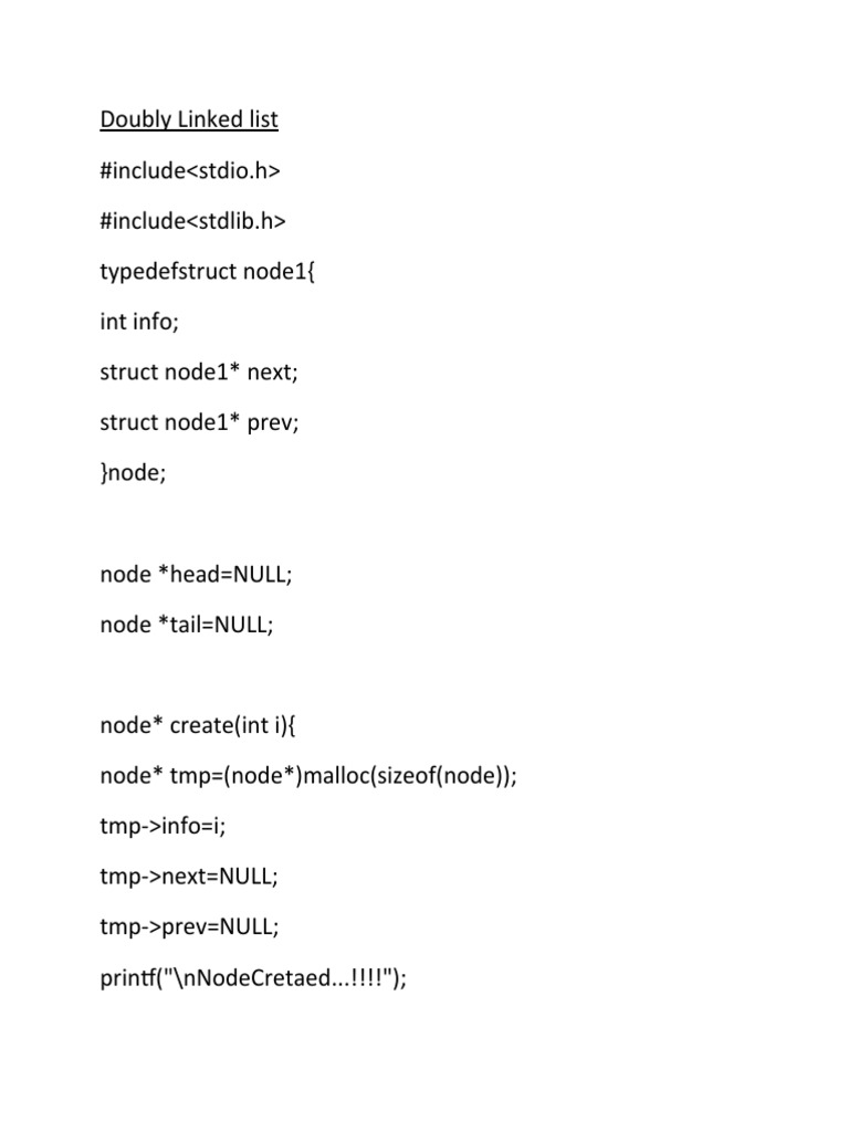 Menu Driven Program For Doubly Linked List PDF Software Development