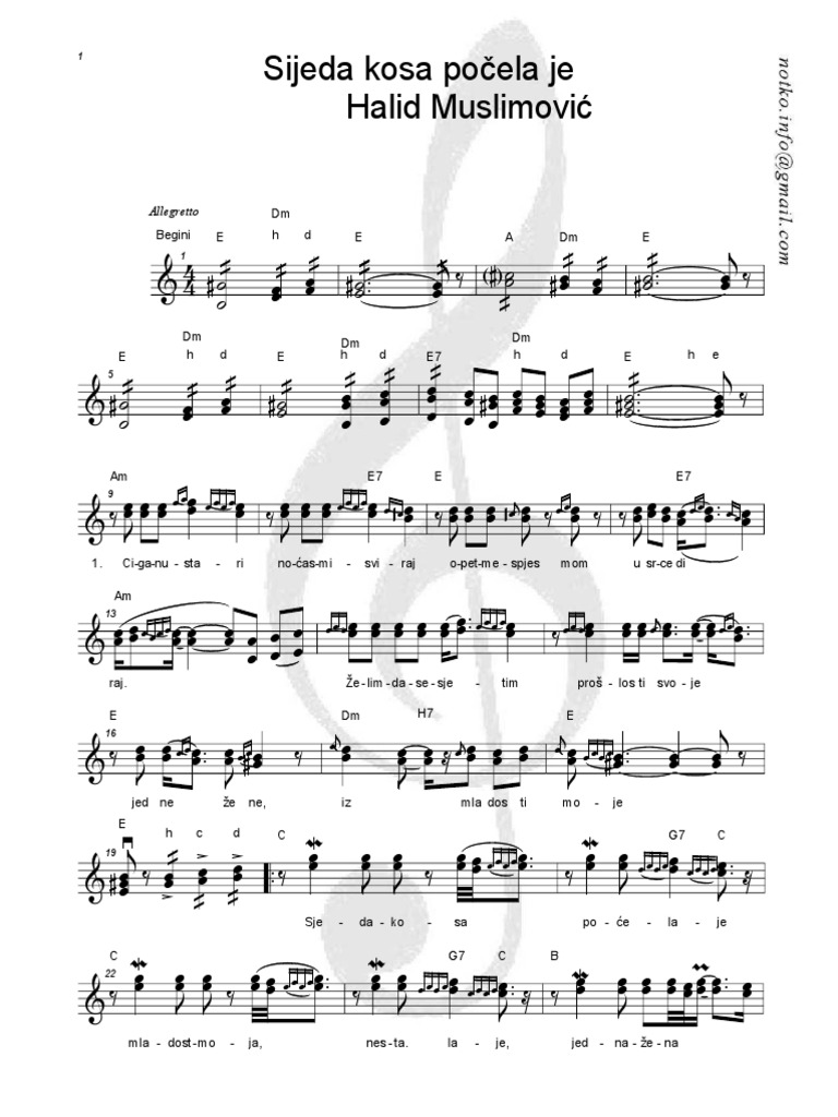 Halid Muslimovic Sjeda Kosa, Pocela Je PDF
