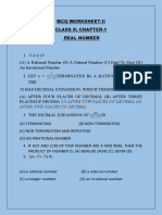 Real Number MCQ Worksheet Class X Chapter 1