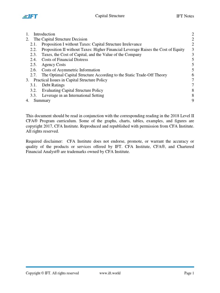 R22 Capital Structue IFT Notes | PDF | Capital Structure | Bond Credit ...