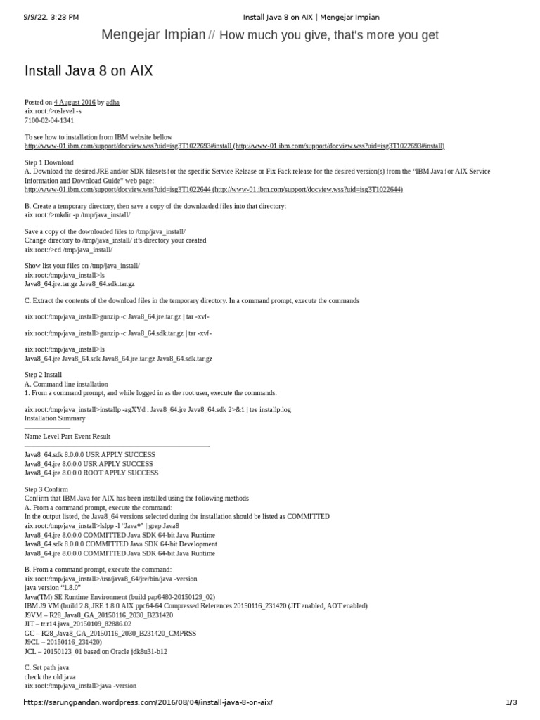 Install Java 8 On AIX | PDF | Java (Software Platform) | Java ...