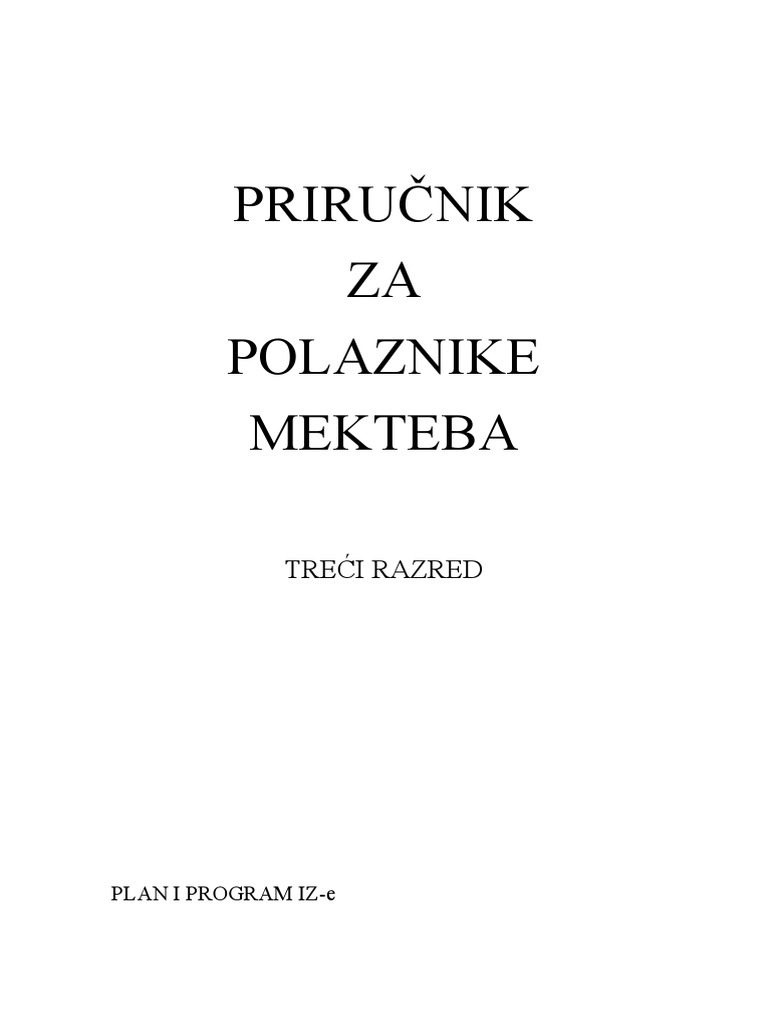 Prirucnik Za Polaznike Mekteba Treci Razred PDF