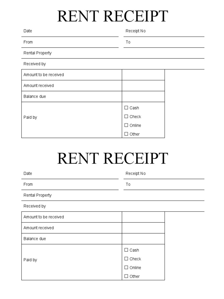 Rental Receipt Template PDF