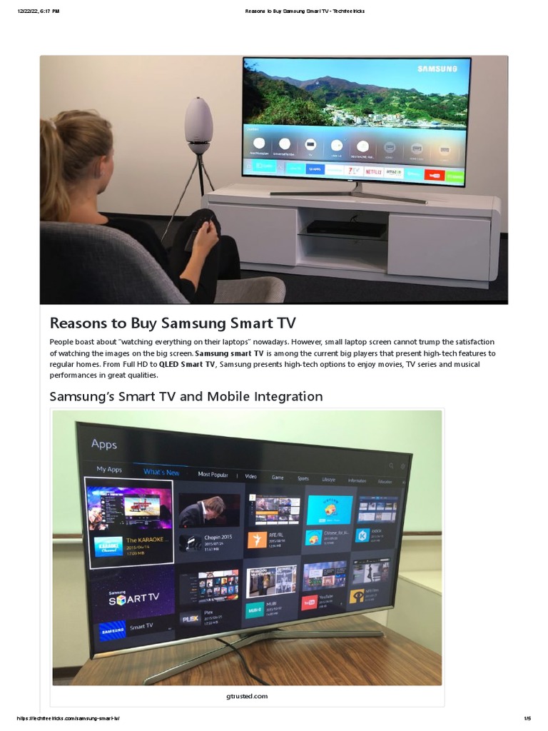 Reasons To Buy Samsung Smart TV Techfreetricks PDF Samsung Electronics You Tube