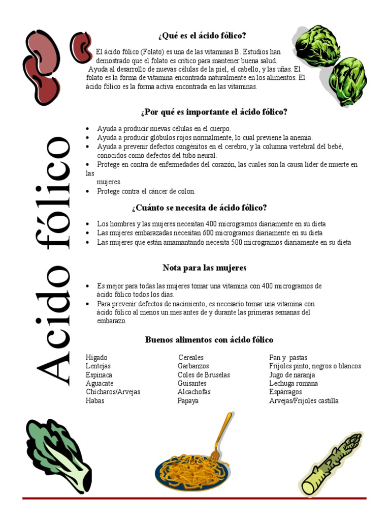 Folic Acid and Calcium Spanish PDF Nutrición Dieta y nutrición