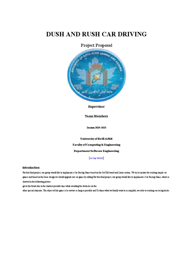 Car Racing Game Development Plan | PDF | Device Driver | Computer Hardware