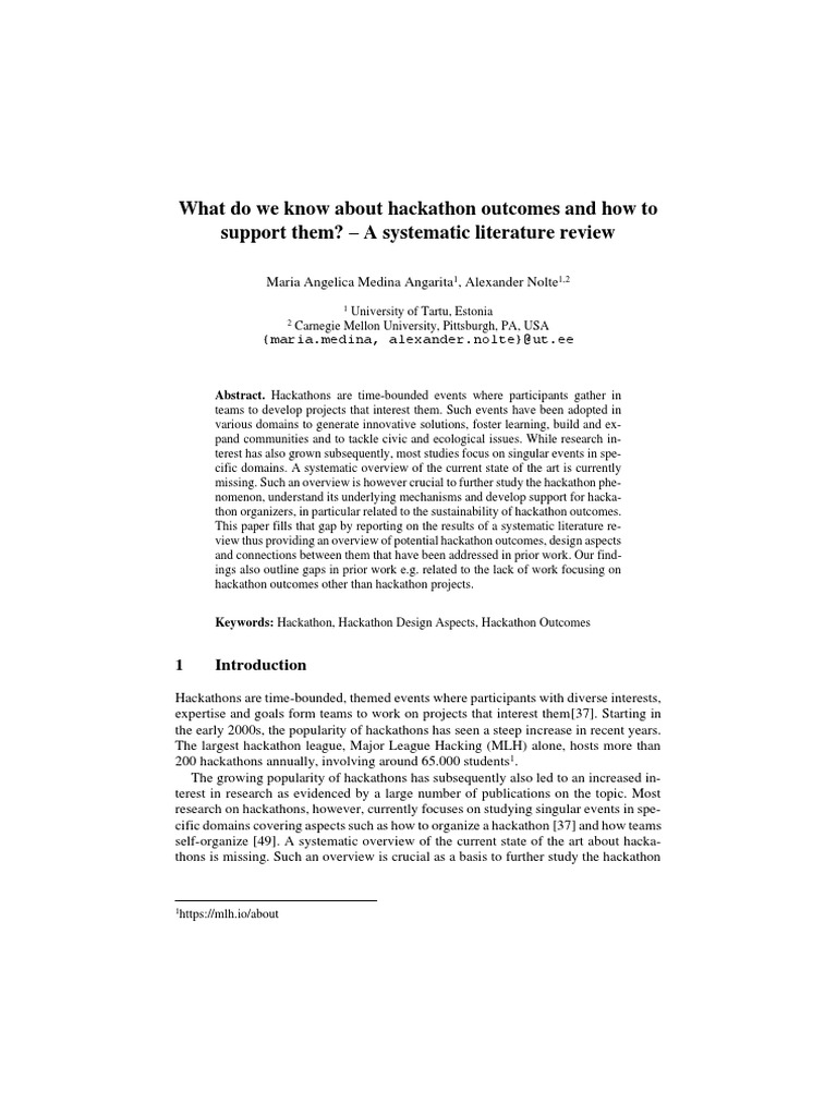 understanding-hackathon-outcomes-and-design-aspects-a-systematic