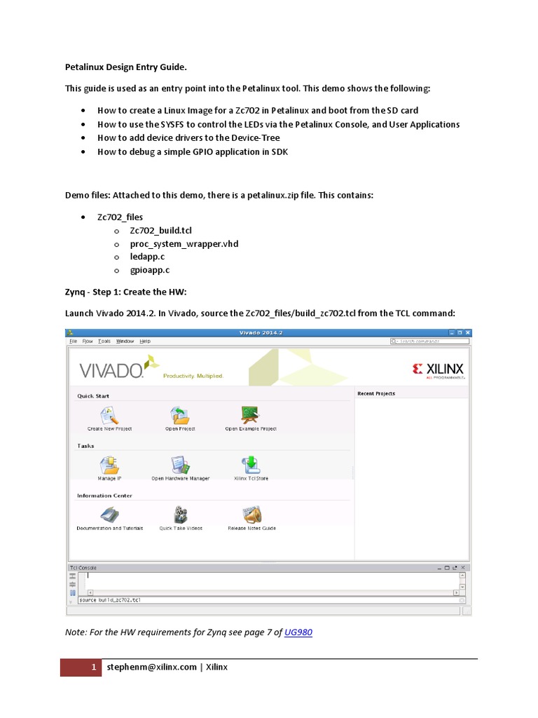 001 Petalinux Entry Guide PDF Booting Application Software
