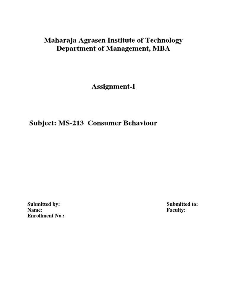 Consumer Behaviour, Assignment 1 | PDF