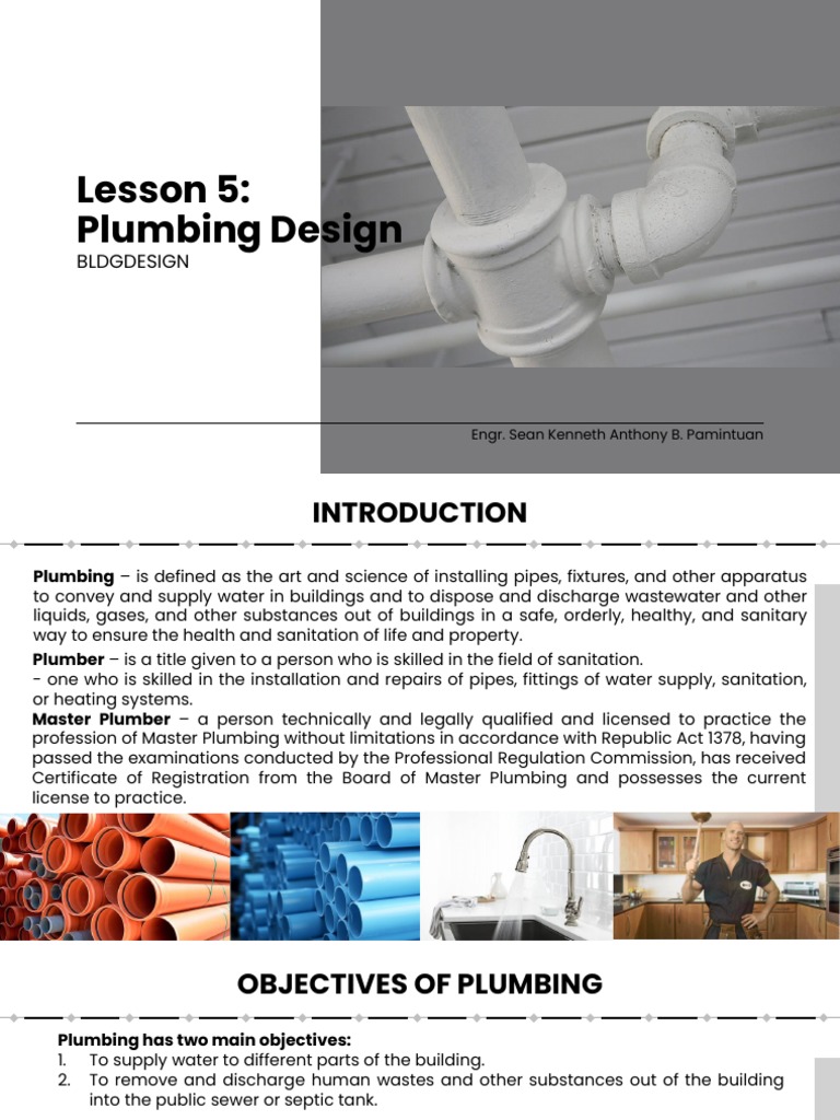 BLDGDESIGN Lesson 5 - Plumbing Design | PDF | Plumbing | Fresh Water