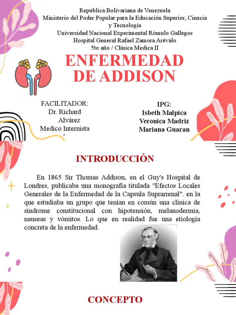 Enfermedad de Addison PDF Glándula suprarrenal Órgano (anatomía)