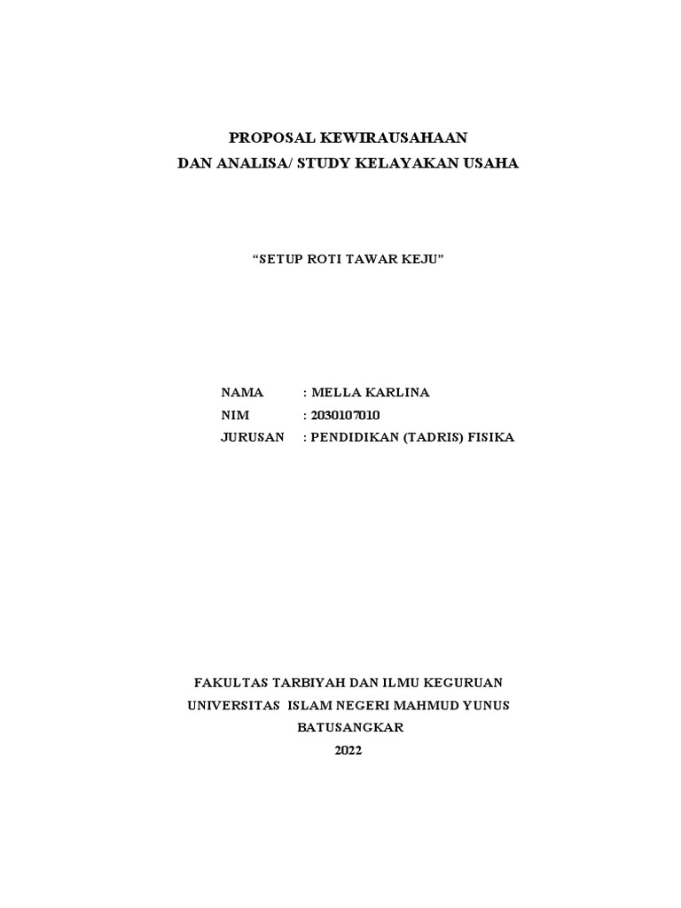 Proposal Kewirausahaan | PDF | Karier & Perkembangan | Pengelolaan ...