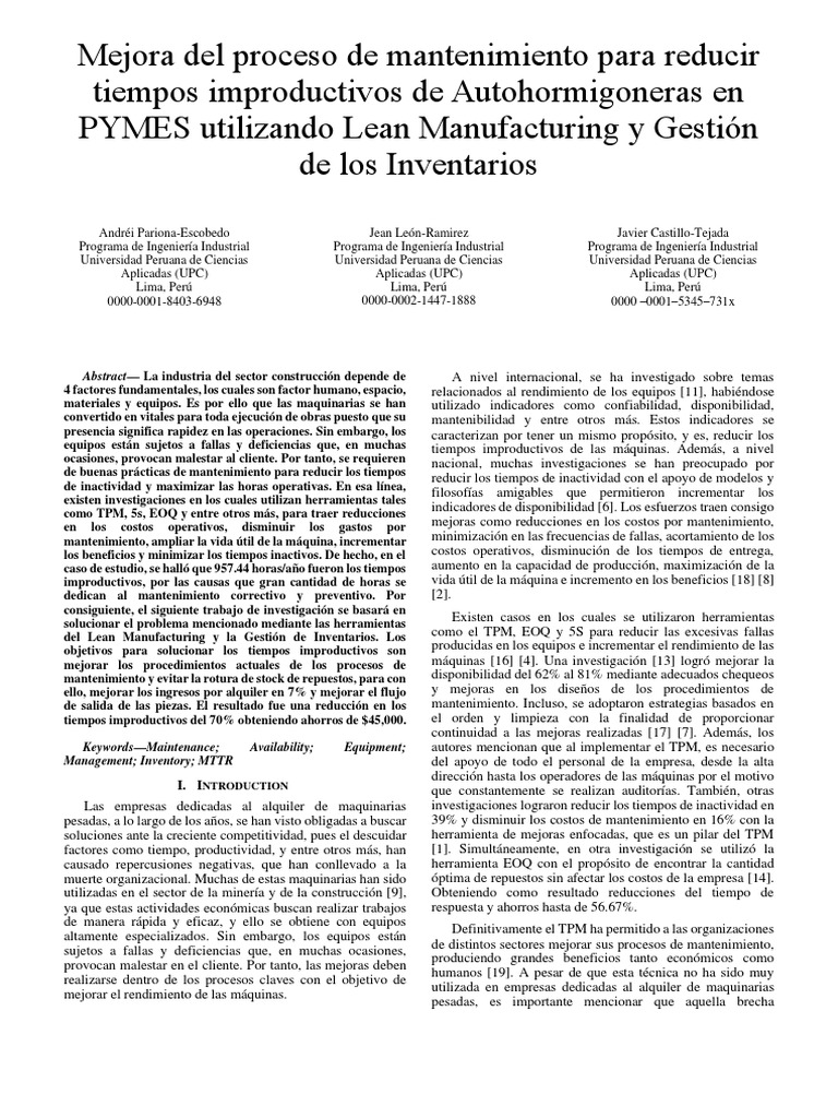 Lean y Gestión de Inventarios en PYMES | PDF | Lean Manufacturing ...