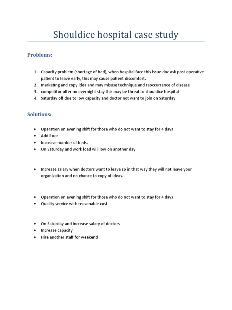 Shouldice Hospital Case Study | PDF
