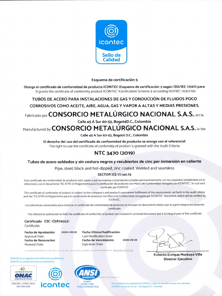 CP - Icontec Csc-Cer790231 Colmena Tubos de Acero | PDF