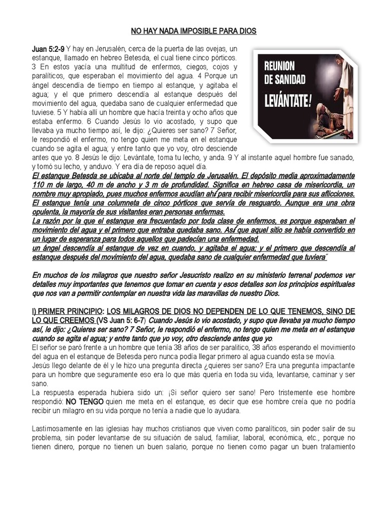 No Hay Nada Imposible para Dios | PDF
