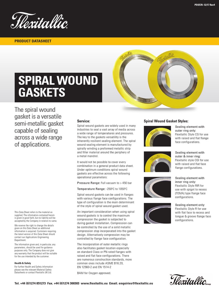 Spiral Wound Gasket Datasheet | PDF