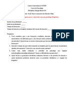 Roteiro de perguntas para a entrevista com profissional da psicologia Hospitalar