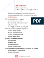 Sense Organs - Work Sheet