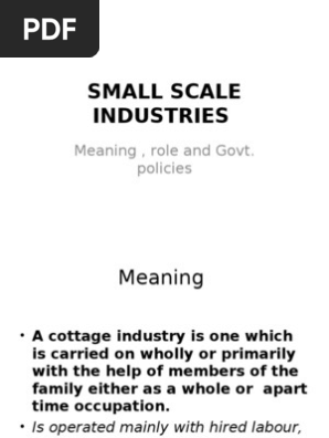 Small Scale Industries 97 Economies Economics