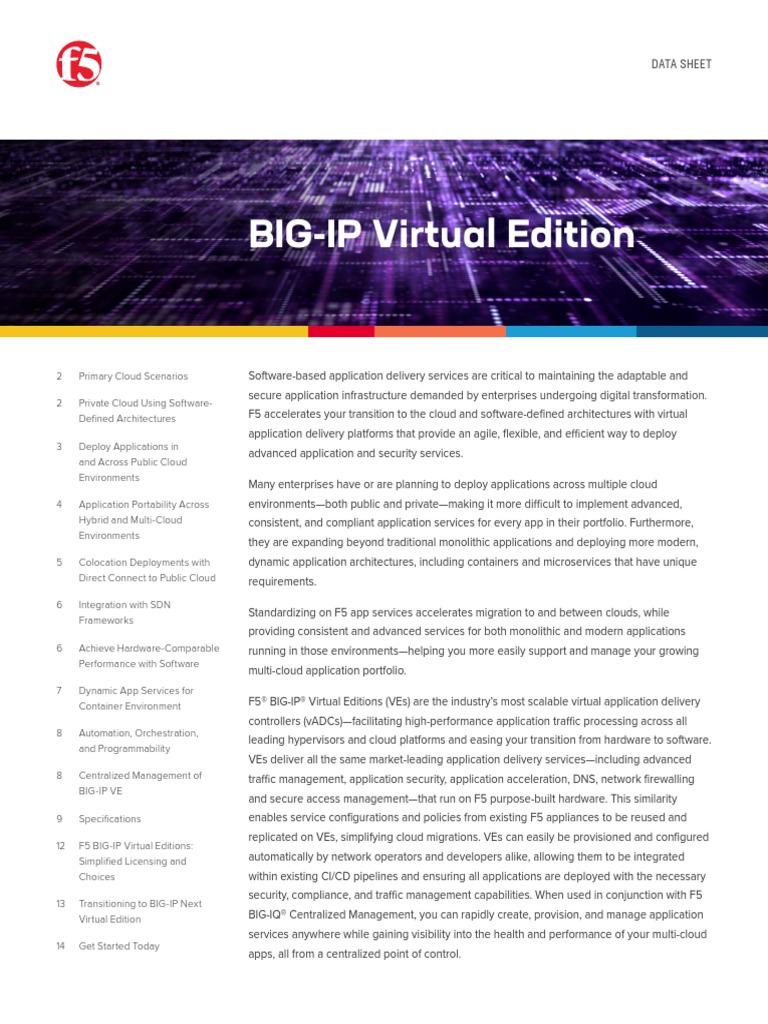 Big Ip Virtual Editions Datasheet | PDF | Cloud Computing | Web Application