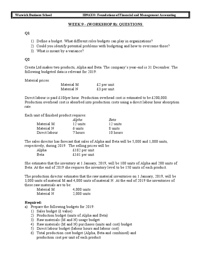 Budgeting and Financial Planning Guide | PDF | Cost Of Goods Sold ...