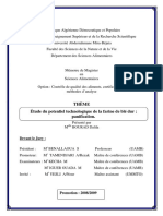 Étude Du Potentiel Technologique de La Farine de Blé Dur Panification.