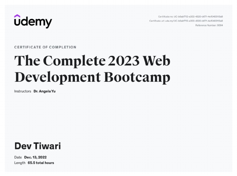 Web Development Certificate PDF