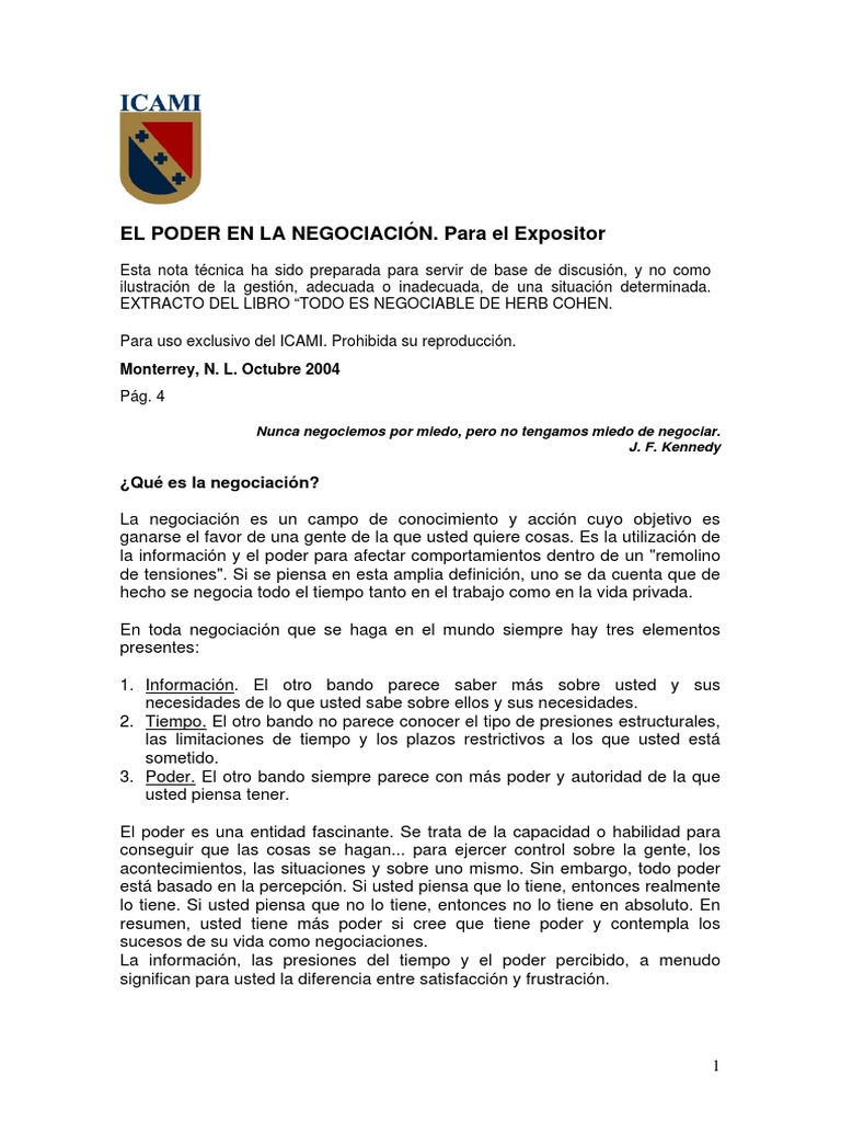 El Poder en La Negociacin | PDF | Moralidad | Conocimiento