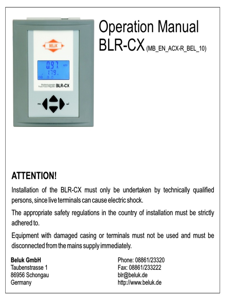 BLR-CX Operation Manual | PDF | Capacitor | Relay